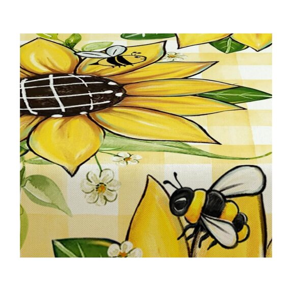 Floral Table Runner Spring Summer Plaid Bee Decor Cottage Farmhouse Cloth 13x90 - Picture 3 of 3